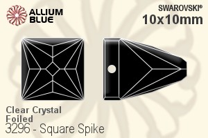 Swarovski Square Spike Sew-on Stone (3296) 10x10mm - Clear Crystal With Platinum Foiling - Haga Click en la Imagen para Cerrar