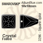 施華洛世奇 正方形 Spike 手縫石 (3296) 7x7mm - 透明白色 白金水銀底