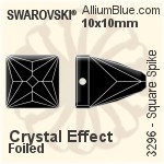 Swarovski Square Spike Sew-on Stone (3296) 10x10mm - Crystal Effect With Platinum Foiling
