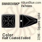 施華洛世奇 正方形 Spike 手縫石 (3296) 10x10mm - 白色（半塗層） 白金水銀底