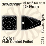 施華洛世奇 正方形 Spike 手縫石 (3296) 10x10mm - 顏色（半塗層） 白金水銀底
