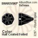 スワロフスキー ラウンド Spike ソーオンストーン (3297) 7x7mm - カラー（ハーフ　コーティング） 裏面プラチナフォイル