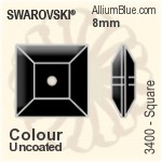 施華洛世奇 正方形 手縫石 (3400) 8mm - 透明白色 白金水銀底