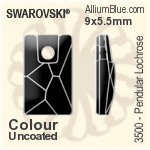 Swarovski Pendular Lochrose Sew-on Stone (3500) 9x5.5mm - Colour (Uncoated) With Platinum Foiling