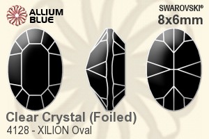 Swarovski XILION Oval Fancy Stone (4128) 8x6mm - Clear Crystal With Platinum Foiling