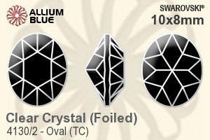 施华洛世奇 Oval (TC) 花式石 (4130/2) 10x8mm - Clear Crystal With Green Gold Foiling