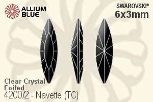 施华洛世奇 Navette (TC) 花式石 (4200/2) 6x3mm - Clear Crystal With Green Gold Foiling