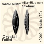 施华洛世奇 Navette (TC) 花式石 (4200/2) 15x4mm - Clear Crystal With Green Gold Foiling