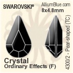 Swarovski Pear-shaped (TC) Fancy Stone (4300/2) 8x4.8mm - Clear Crystal With Green Gold Foiling