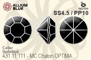 Preciosa プレシオサ MC マシーンカットチャトン OPTIMA (431 11 111) SS4.5 / PP10 - カラー 裏面にホイル無し