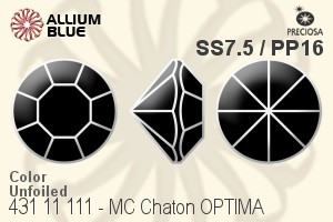 Preciosa プレシオサ MC マシーンカットチャトン OPTIMA (431 11 111) SS7.5 / PP16 - カラー 裏面にホイル無し - ウインドウを閉じる