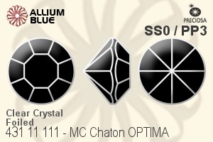 寶仕奧莎 機切尖底石 OPTIMA (431 11 111) SS0 / PP3 - 透明白色 金箔底 - 關閉視窗 >> 可點擊圖片