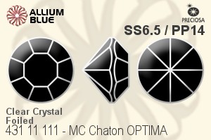 Preciosa MC Chaton OPTIMA (431 11 111) SS6.5 / PP14 - Clear Crystal With Golden Foiling - Click Image to Close