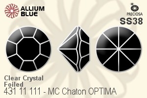 Preciosa MC Chaton OPTIMA (431 11 111) SS38 - Clear Crystal With Golden Foiling