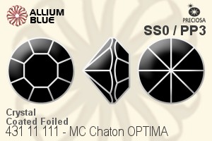 Preciosa MC Chaton (431 11 111) SS0 / PP3 - Crystal (Coated) With Silver Foiling