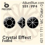 Preciosa MC Chaton (431 11 111) SS1 / PP4 - Crystal (Coated) With Silver Foiling