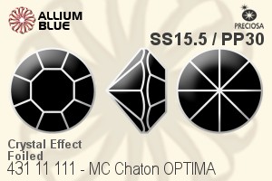 Preciosa MC Chaton OPTIMA (431 11 111) SS15.5 / PP30 - Crystal Effect With Silver Foiling