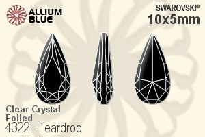 Swarovski Teardrop Fancy Stone (4322) 10x5mm - Clear Crystal With Platinum Foiling