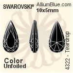 Swarovski Teardrop Fancy Stone (4322) 14x7mm - Color With Platinum Foiling