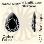 スワロフスキー Pear-shaped ファンシーストーン (4327) 30x20mm - クリスタル エフェクト 裏面プラチナフォイル