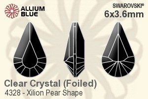 スワロフスキー XILION Pear Shape ファンシーストーン (4328) 6x3.6mm - クリスタル 裏面プラチナフォイル - ウインドウを閉じる