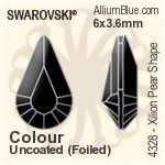 スワロフスキー XILION Pear Shape ファンシーストーン (4328) 6x3.6mm - カラー 裏面プラチナフォイル