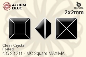 Preciosa MC Square MAXIMA Fancy Stone (435 23 211) 2x2mm - Clear Crystal With Dura™ Foiling