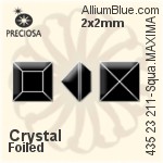 寶仕奧莎 機切正方形 MAXIMA 美飾瑪 花式石 (435 23 211) 2x2mm - 透明白色 DURA™耐用金屬箔底