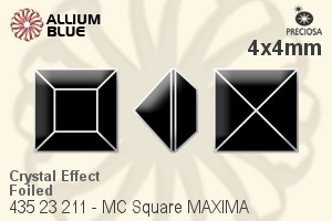 Preciosa MC Square MAXIMA Fancy Stone (435 23 211) 4x4mm - Crystal Effect With Dura™ Foiling - Click Image to Close