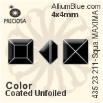 Preciosa MC Square MAXIMA Fancy Stone (435 23 211) 4x4mm - Color (Coated) Unfoiled