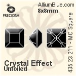 Preciosa MC Square 211 Fancy Stone (435 23 615) 8x8mm - Crystal (Coated)