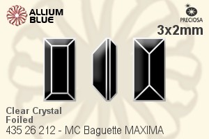 Preciosa MC Baguette MAXIMA Fancy Stone (435 26 212) 3x2mm - Clear Crystal With Dura™ Foiling - Haga Click en la Imagen para Cerrar