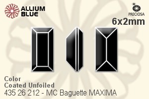Preciosa MC Baguette MAXIMA Fancy Stone (435 26 212) 6x2mm - Color (Coated) Unfoiled
