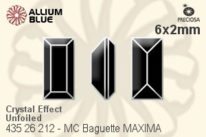 Preciosa MC Baguette Fancy Stone (435 26 212) 6x2mm - Crystal (Coated)