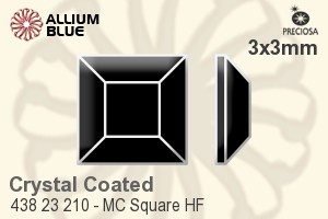 Preciosa プレシオサ MC マシーンカットSquare Flat-Back Hot-Fix Stone (438 23 210) 3x3mm - クリスタル エフェクト - ウインドウを閉じる