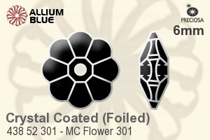 Preciosa MC Flower 301 Sew-on Stone (438 52 301) 6mm - Crystal Effect With Silver Foiling - Click Image to Close