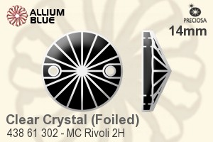 Preciosa MC Rivoli 2H Sew-on Stone (438 61 302) 14mm - Clear Crystal With Silver Foiling - Haga Click en la Imagen para Cerrar