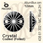 Preciosa MC Rivoli 2H Sew-on Stone (438 61 302) 12mm - Crystal (Coated) With Silver Foiling