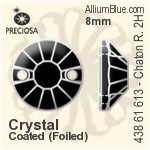 Preciosa MC Chaton Rose VIVA 12 2H Sew-on Stone (438 61 613) 8mm - Clear Crystal With Silver Foiling