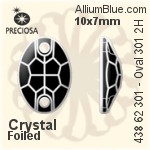 寶仕奧莎 機切橢圓形 301 2H 手縫石 (438 62 301) 24x17mm - 透明白色 銀箔底