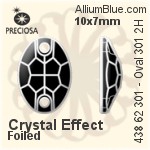 Preciosa MC Oval 301 2H Sew-on Stone (438 62 301) 24x17mm - Crystal Effect With Silver Foiling