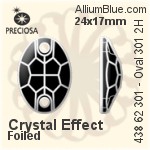 Preciosa MC Oval 301 2H Sew-on Stone (438 62 301) 16x11mm - Clear Crystal With Silver Foiling