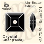 Preciosa MC Square 301 Sew-on Stone (438 73 301) 6x6mm - Clear Crystal With Silver Foiling