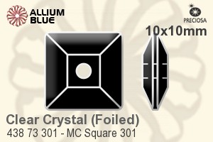 Preciosa MC Square Sew-on Stone (438 73 301) 10x10mm - Clear Crystal With Silver Foiling