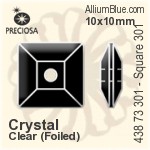 Preciosa MC Square 301 Sew-on Stone (438 73 301) 6x6mm - Crystal Effect With Silver Foiling