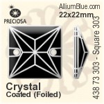 Preciosa MC Square 303 2H Sew-on Stone (438 73 303) 22x22mm - Crystal (Coated) With Silver Foiling