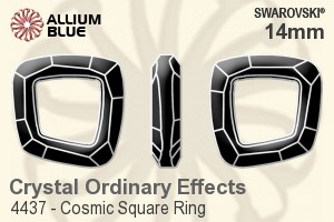 スワロフスキー Cosmic Square Ring ファンシーストーン (4437) 14mm - クリスタル（オーディナリー　エフェクト） 裏面にホイル無し