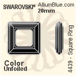 施華洛世奇 正方形 Ring 花式石 (4439) 20mm - 顏色 無水銀底
