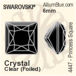 Swarovski Princess Square Fancy Stone (4447) 12mm - Clear Crystal With Platinum Foiling