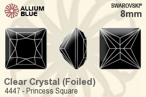 Swarovski Princess Square Fancy Stone (4447) 8mm - Clear Crystal With Platinum Foiling - Haga Click en la Imagen para Cerrar